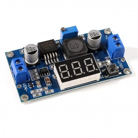 Buck Converter DC-DC LM2596 3-40V til 1.5-35V - Blå Display